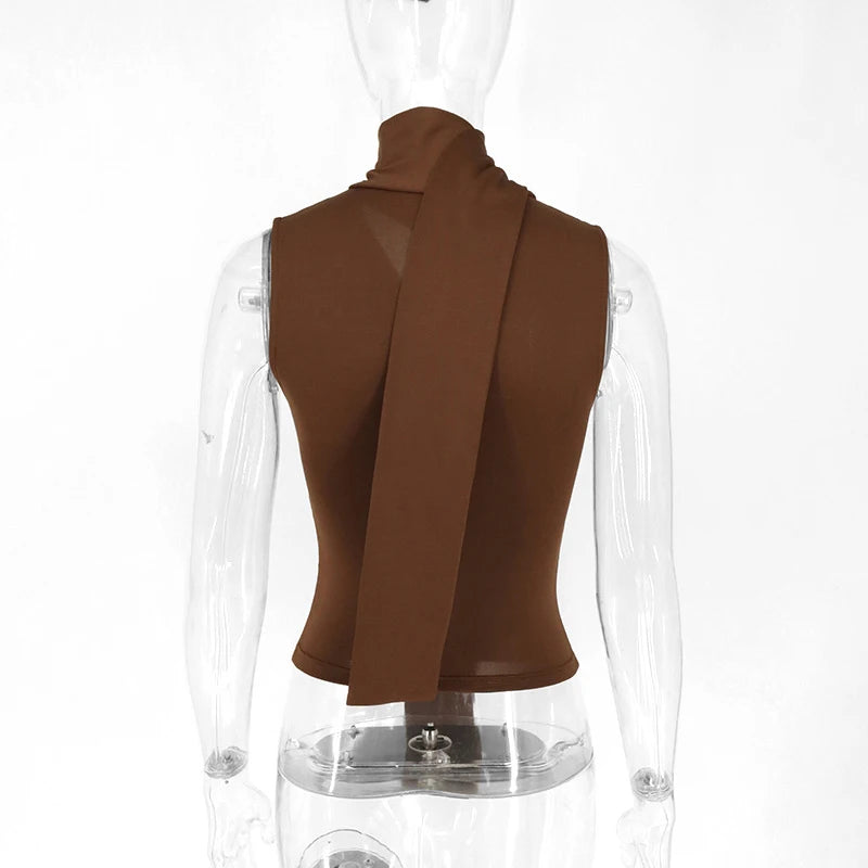 Camiseta sin mangas lisa para mujer,